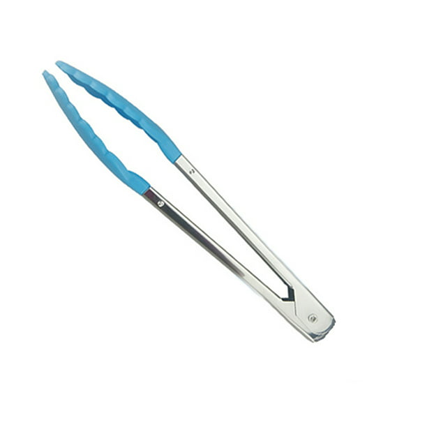 Silicone Kitchen Cooking Salad Serving BBQ Tongs Stainless Steel Handle Utensil